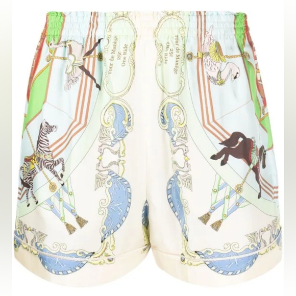 Tory burch silk shorts carousel.print xl 14 - Picture 2 of 10
